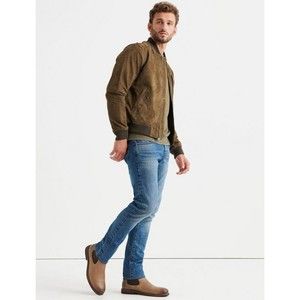 Lucky Brand Men's 100% Suede Leather Bomber Jacket Dark Olive XL Lined Pockets